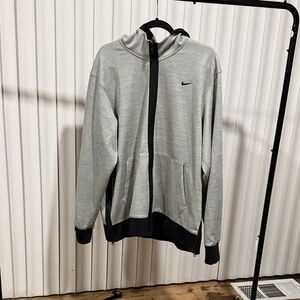 Nike Light Gray and Black Full-Zip Hoodie